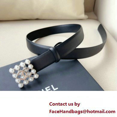 Chanel Width 3cm Metal & Glass Pearls calfskin belt AAA036 02 2024